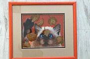 Картина ручной работы кот Вышивка чешским бисером Набережные Челны
