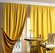 Ткань атласная для шторы желтого цвета Йошкар-Ола
