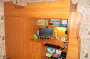 Кровать-чердак детская + шкаф + компьютерный стол Челябинск