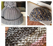 2 вязаные шапки, норковые и шарф Курган