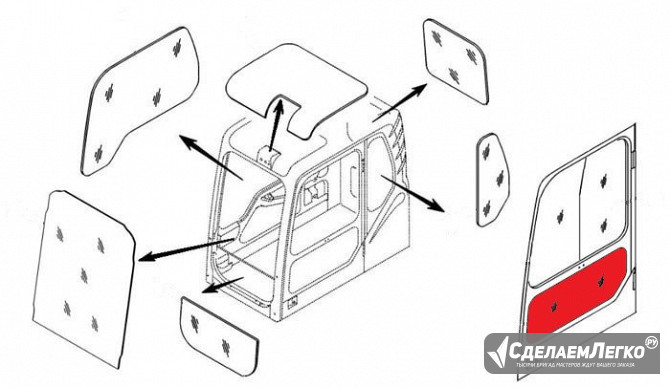 Стекло двери нижнее (триплекс) 71N6-02720 Hyundai R140-R500 серия 7 и 7A Екатеринбург - изображение 1