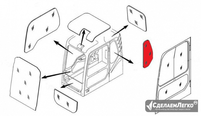 Стекло кабины левое за дверью (триплекс) 4651657 HITACHI серия ZAXIS-3 Екатеринбург - изображение 1