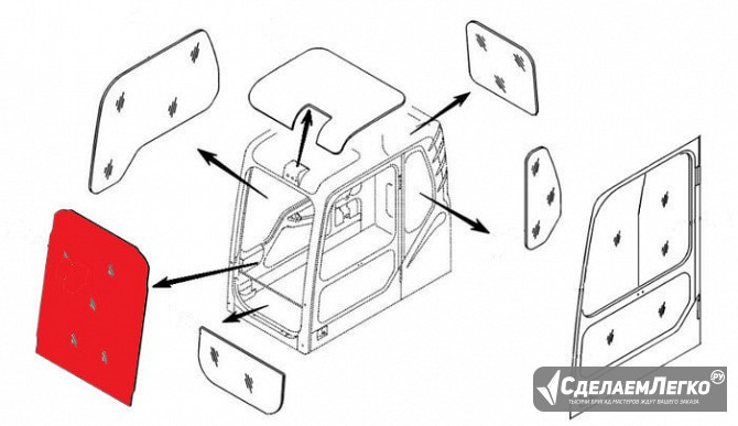 Стекло лобовое верхнее (триплекс) K1033880 DOOSAN / DAEWOO DX140-DX520 серия DX Екатеринбург - изображение 1