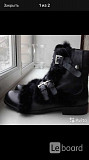 Ботинки новые мужские зима кожа черные 43 размер сапоги внутри овчина верх мех кролик принт дизайн д Москва