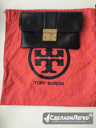 Клатч tory burch черный кожа сумка женская аксессуар оригинал кожаная бренд Москва - изображение 1