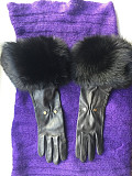 Перчатки новые versace италия кожа черные мех лиса песец двойной размер 7 7,5 44 46 s m Москва
