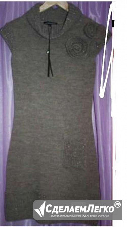 Платье новое sportstaff италия 44 46 м вязаное шерсть бежевое сарафан теплый мягкий женский шерстяно Москва - изображение 1