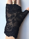 Перчатки митенки кружева чёрные стретч гипюр без пальцев женские аксессуары мода стиль размер 42 44 Москва