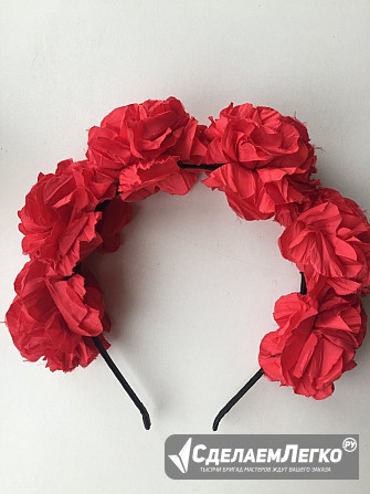 Ободок на волосы в стиле dolce&gabbana красный цветы розы украшение бижутерия аксессуары Москва - изображение 1