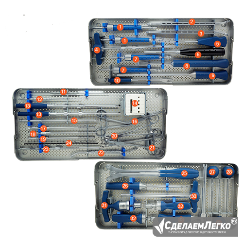 A43000 Набор инструментов для титановой 5.0 мм системы тороколюмбарной фиксации Москва - изображение 1