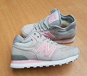 New Balance 574 серые с розовым (на меху) (37-42) Москва