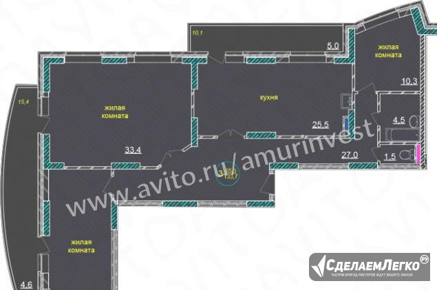 3-к квартира, 133.7 м², 15/17 эт. Благовещенск - изображение 1