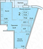 2-к квартира, 77.4 м², 21/22 эт. Подольск