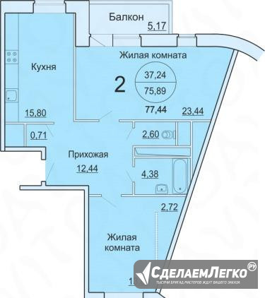 2-к квартира, 77.4 м², 21/22 эт. Подольск - изображение 1