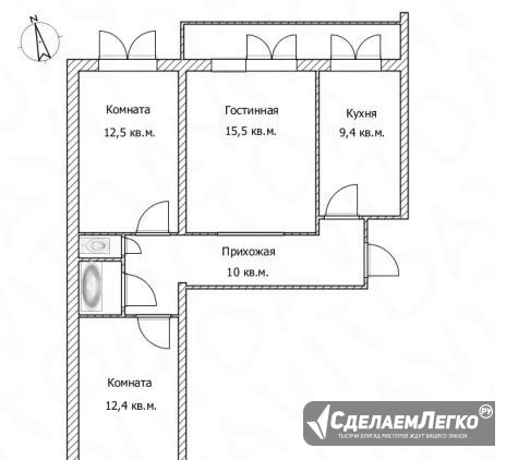 3-к квартира, 64.6 м², 6/10 эт. Хабаровск - изображение 1