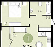 1-к квартира, 41 м², 6/9 эт. Видное