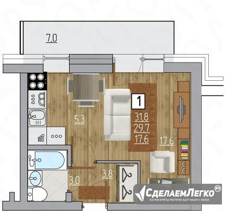 1-к квартира, 31.8 м², 5/5 эт. Улан-Удэ - изображение 1