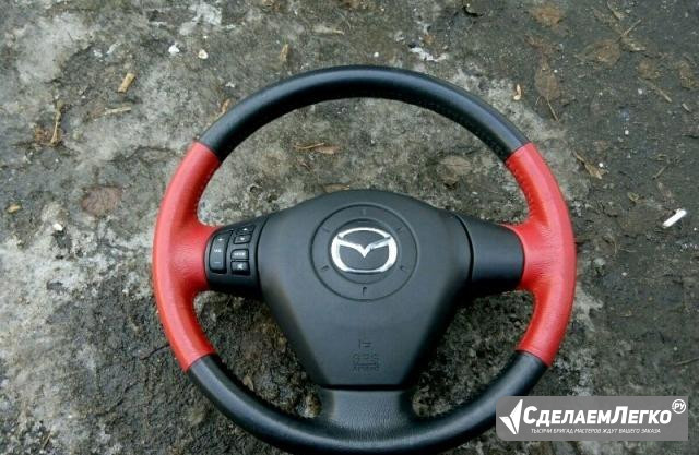 Руль кожа черный+красный Mazda RX-8 оригинал Москва - изображение 1