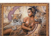 Гобелкновая картина"Африканка с леопардами" Самара