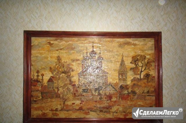 Картина церковь в деревне из листьев Челябинск - изображение 1