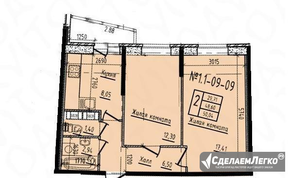 2-к квартира, 50 м², 7/16 эт. Санкт-Петербург - изображение 1