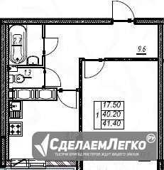 1-к квартира, 41.4 м², 24/25 эт.  - изображение 1