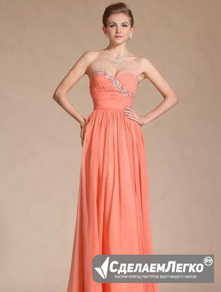 Длинное новое вечернее платье персикового цвета Москва - изображение 1