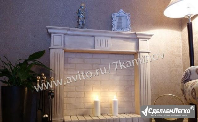 Декоративный камин кмр-102 с подиумом и стенкой Москва - изображение 1