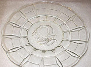 Блюдо круглое стекло тарелка фрукты СССР Волгоград