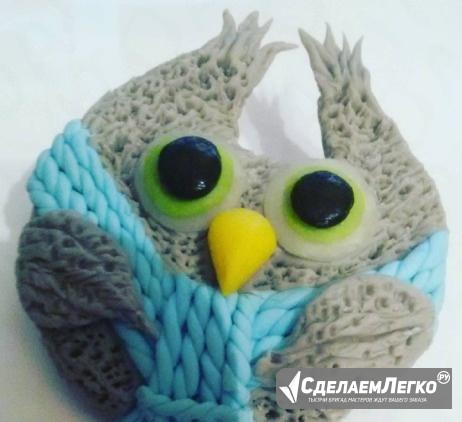 Продается брошь "сова в шарфе". Ручная работа Москва - изображение 1