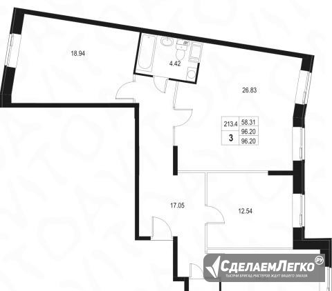 3-к квартира, 96.2 м², 4/10 эт. Санкт-Петербург - изображение 1