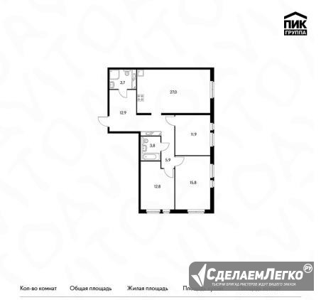 3-к квартира, 93.8 м², 7/24 эт. Мытищи - изображение 1