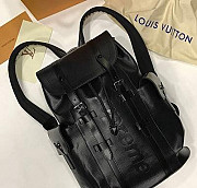 Мужской кожаный рюкзак Louis Vuitton Supreme черны Москва