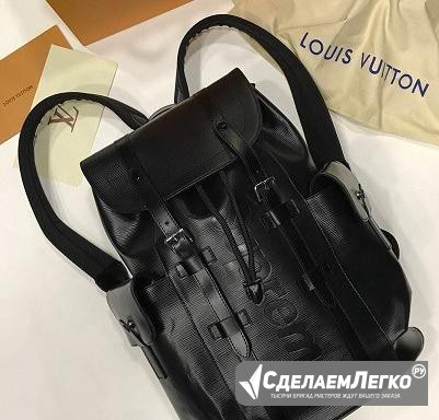 Мужской кожаный рюкзак Louis Vuitton Supreme черны Москва - изображение 1