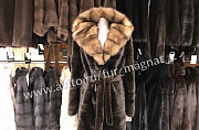 Шуба из норки Blacknafa c соболем. Артикул 23189 Москва