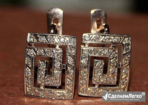 Золотые серьги с бриллиантами Москва - изображение 1