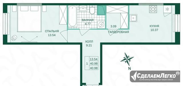 1-к квартира, 41 м², 1/10 эт. Санкт-Петербург - изображение 1