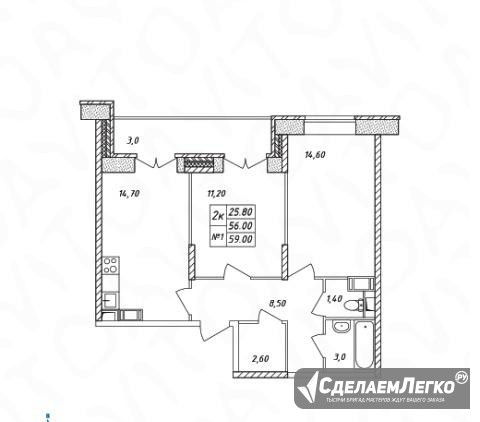 2-к квартира, 59 м², 15/16 эт. Химки - изображение 1