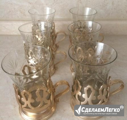 Стаканы Армуды с подстаканниками СССР 6 штук Москва - изображение 1