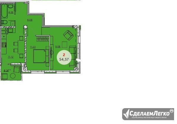 2-к квартира, 54.6 м², 2/16 эт. Кондратово - изображение 1