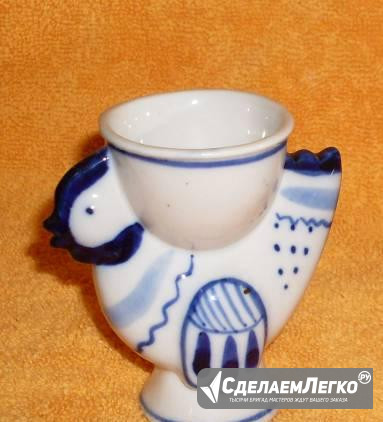 Гжель Стаканчик для яиц Цыпленок СССР Москва - изображение 1