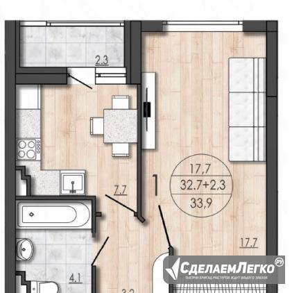 1-к квартира, 33.9 м², 12/25 эт. Уфа - изображение 1