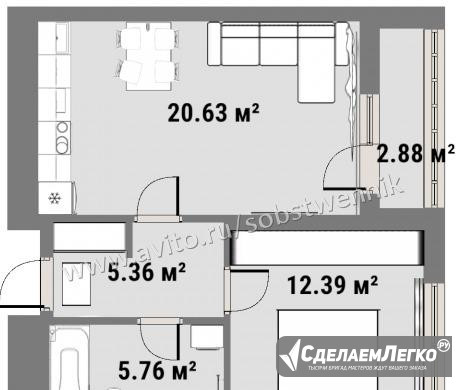 1-к квартира, 44 м², 8/17 эт. Тюмень - изображение 1