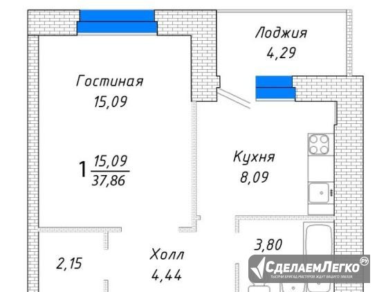 1-к квартира, 37.9 м², 10/10 эт. Самара - изображение 1