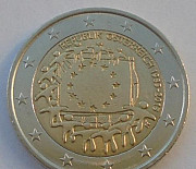 Монета 2 евро Австрия 2015 30 лет флагу ес Москва