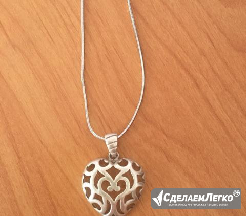 Винтажный серебряный кулон Сердце, проба есть Москва - изображение 1