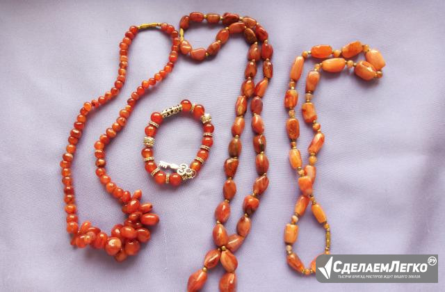 Винтажные бусы, браслет из натурального сердолика Москва - изображение 1