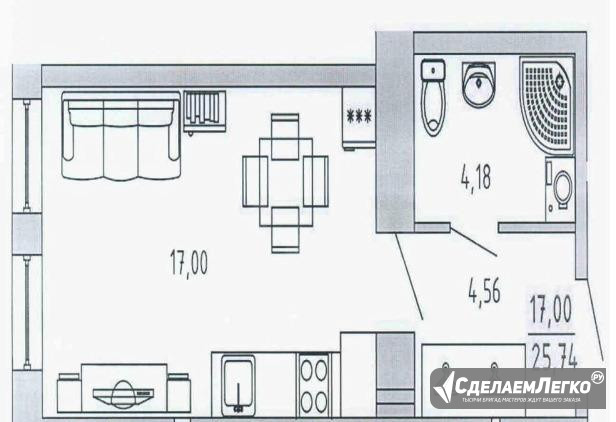 1-к квартира, 25.7 м², 4/10 эт. Рязань - изображение 1