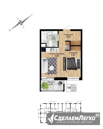 1-к квартира, 34.6 м², 12/16 эт. Екатеринбург - изображение 1