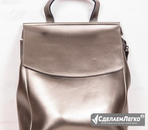 Кожаный рюкзак серебро №1592 Москва - изображение 1